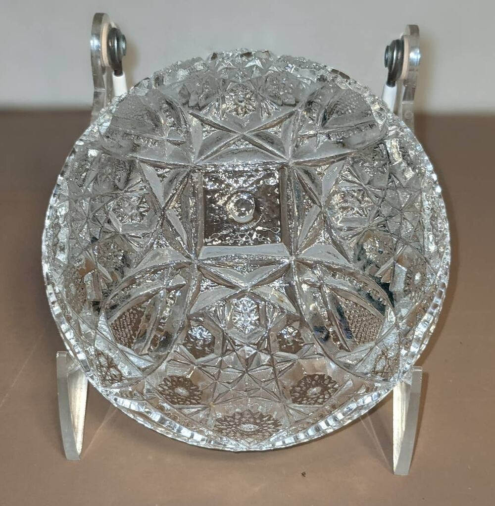 Set of Six EAPG Sawtooth Pressed Glass Bowls 4.5 Inch Slight Damage Around Edges